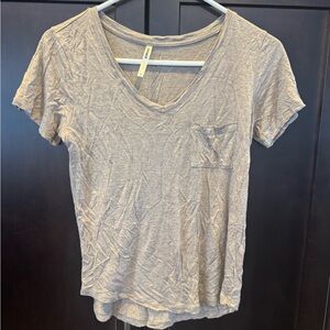 Tresics Beige V-Neck Short Sleeve Top
